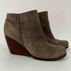 Kork Ease 7.5 Natalya Booties wedge Suede Taupe 0390 medium tan